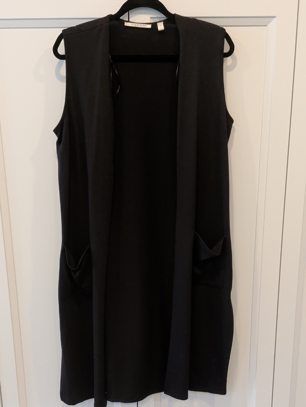 Cyrus Black Sleeveless Open-Front Long Vest